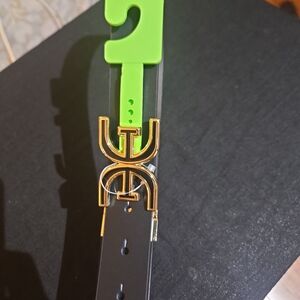 Sam Edelman Black and Green Belt with Gold Buckle